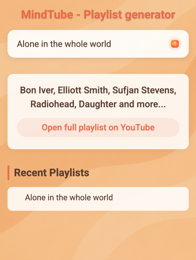 MindTube step 3: Get a personalized YouTube playlist based on your mood